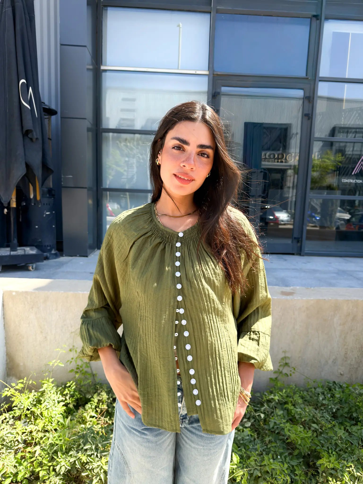 The Boho Oversized Shirt - Khaki Green