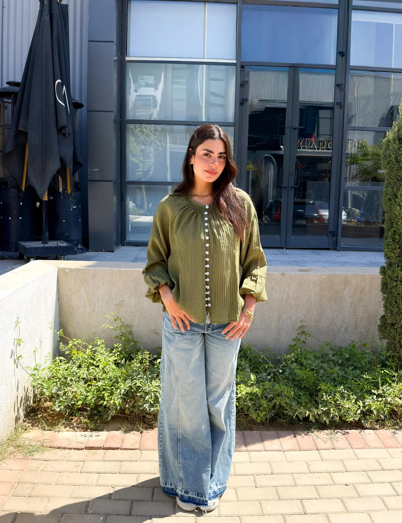 The Boho Oversized Shirt - Khaki Green