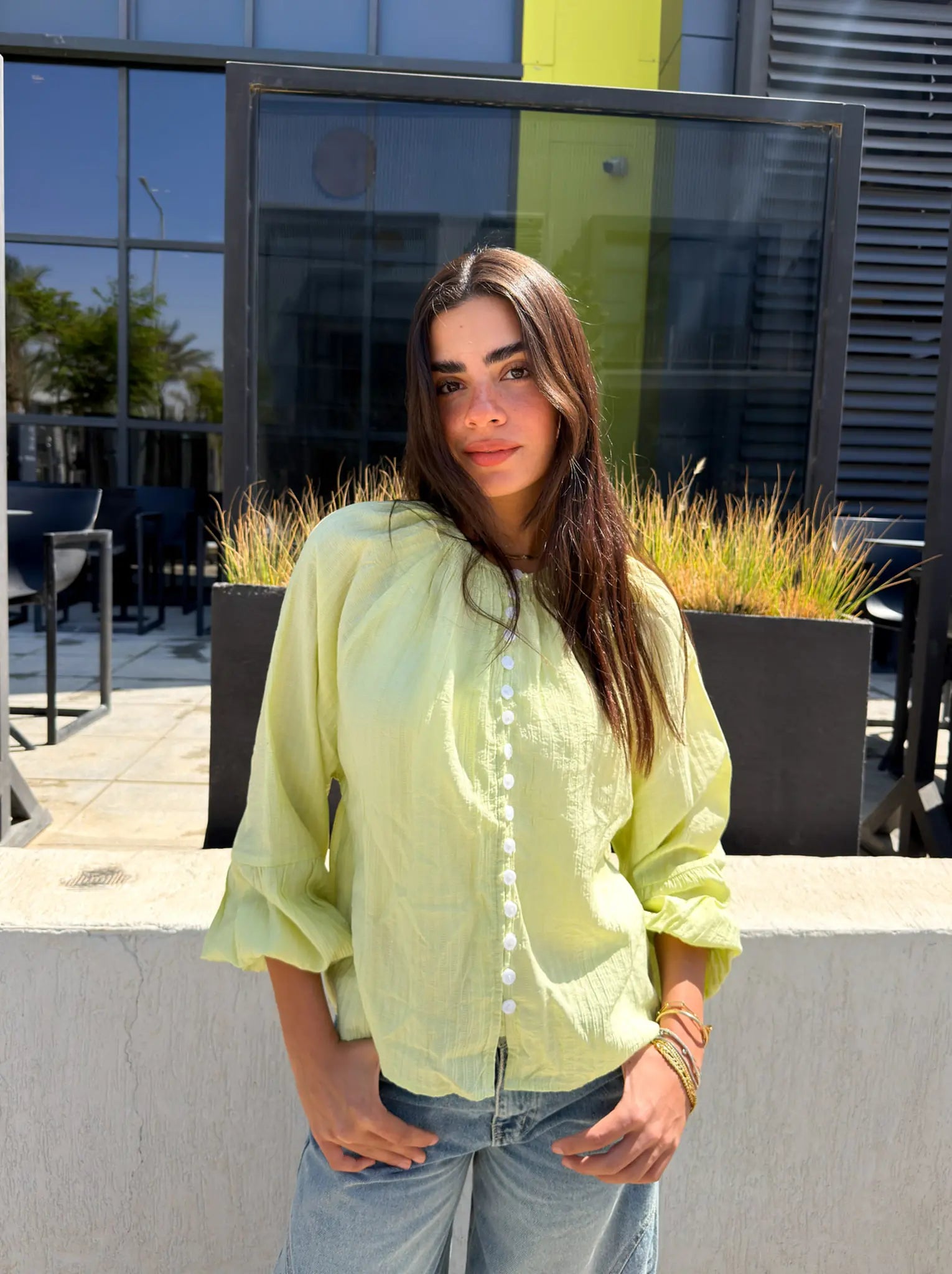 The Boho Oversized Shirt - Mint Glow
