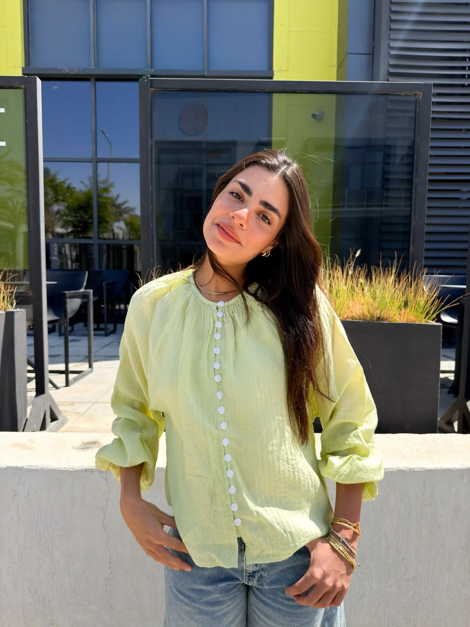 The Boho Oversized Shirt - Mint Glow