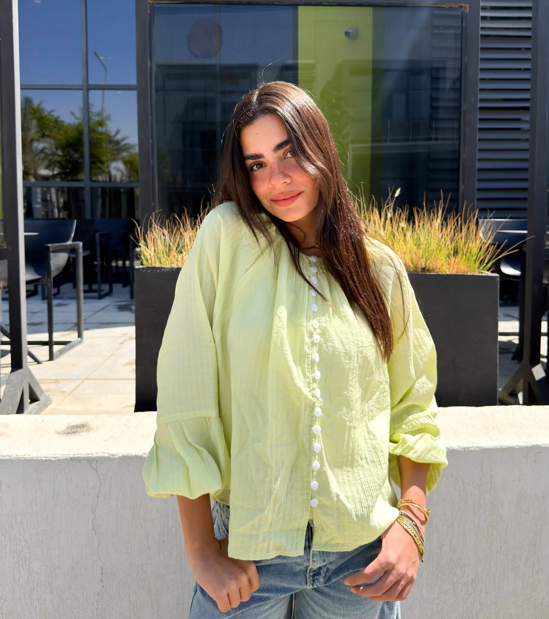 The Boho Oversized Shirt - Mint Glow