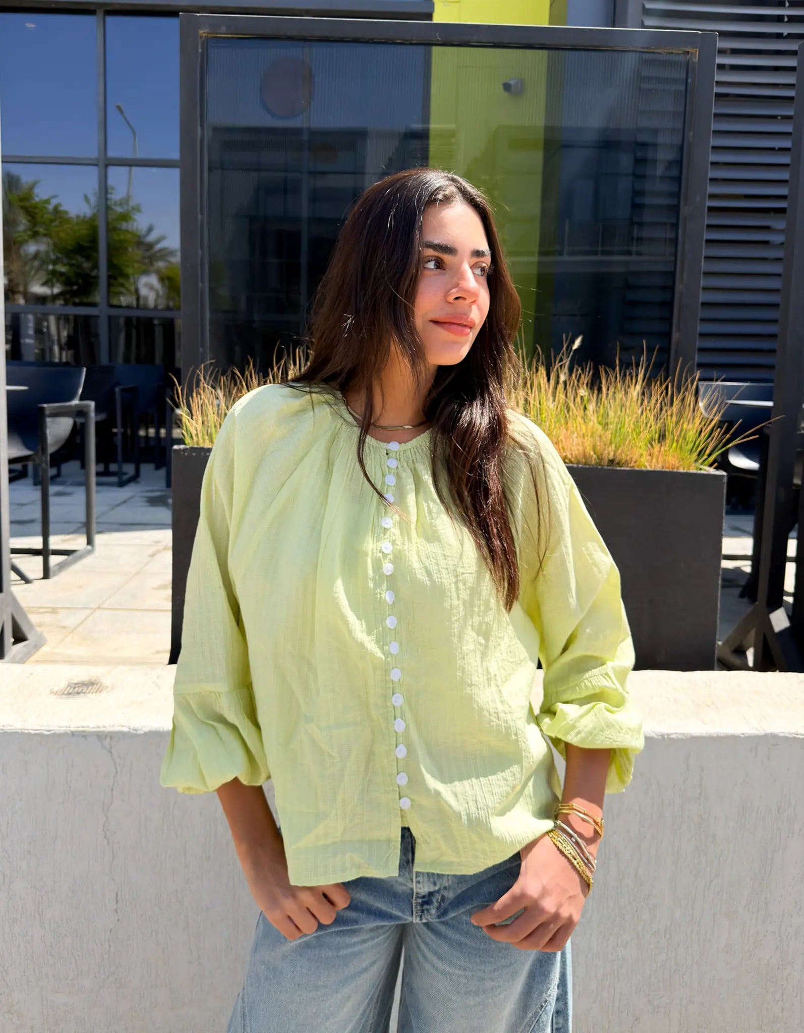The Boho Oversized Shirt - Mint Glow