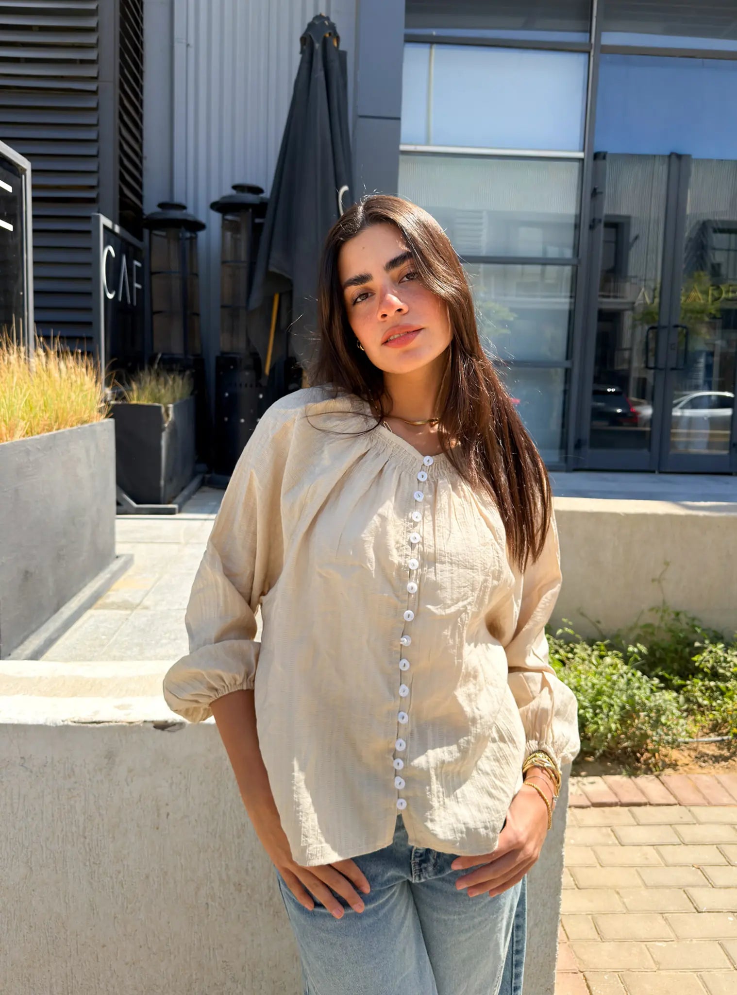 The Boho Oversized Shirt - Beige