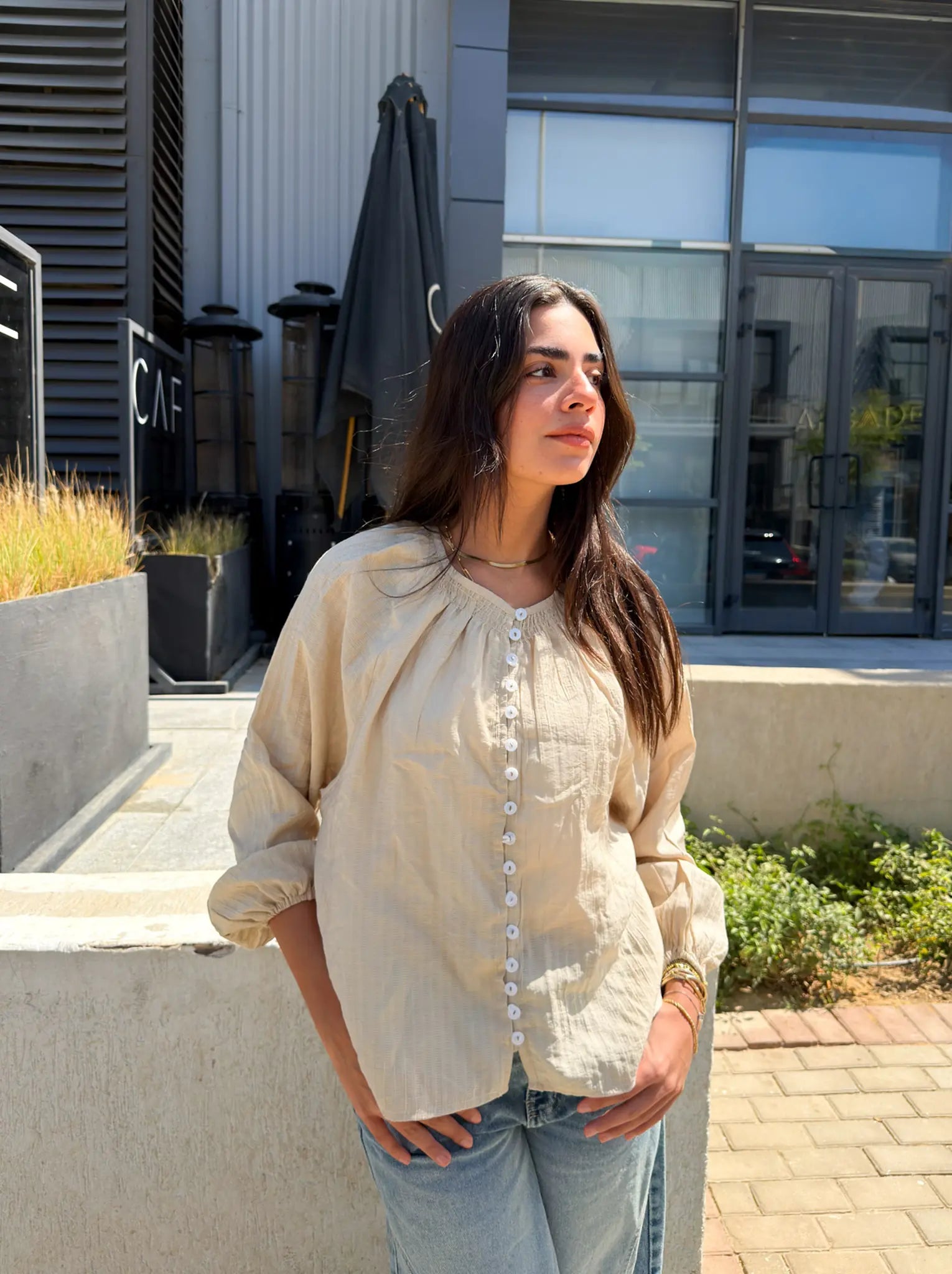 The Boho Oversized Shirt - Beige