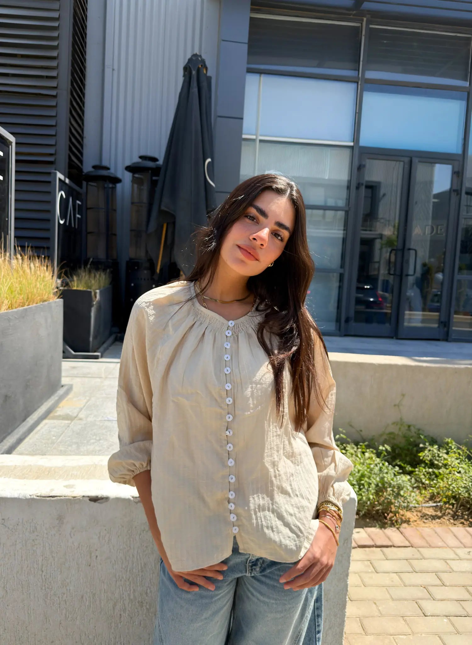 The Boho Oversized Shirt - Beige