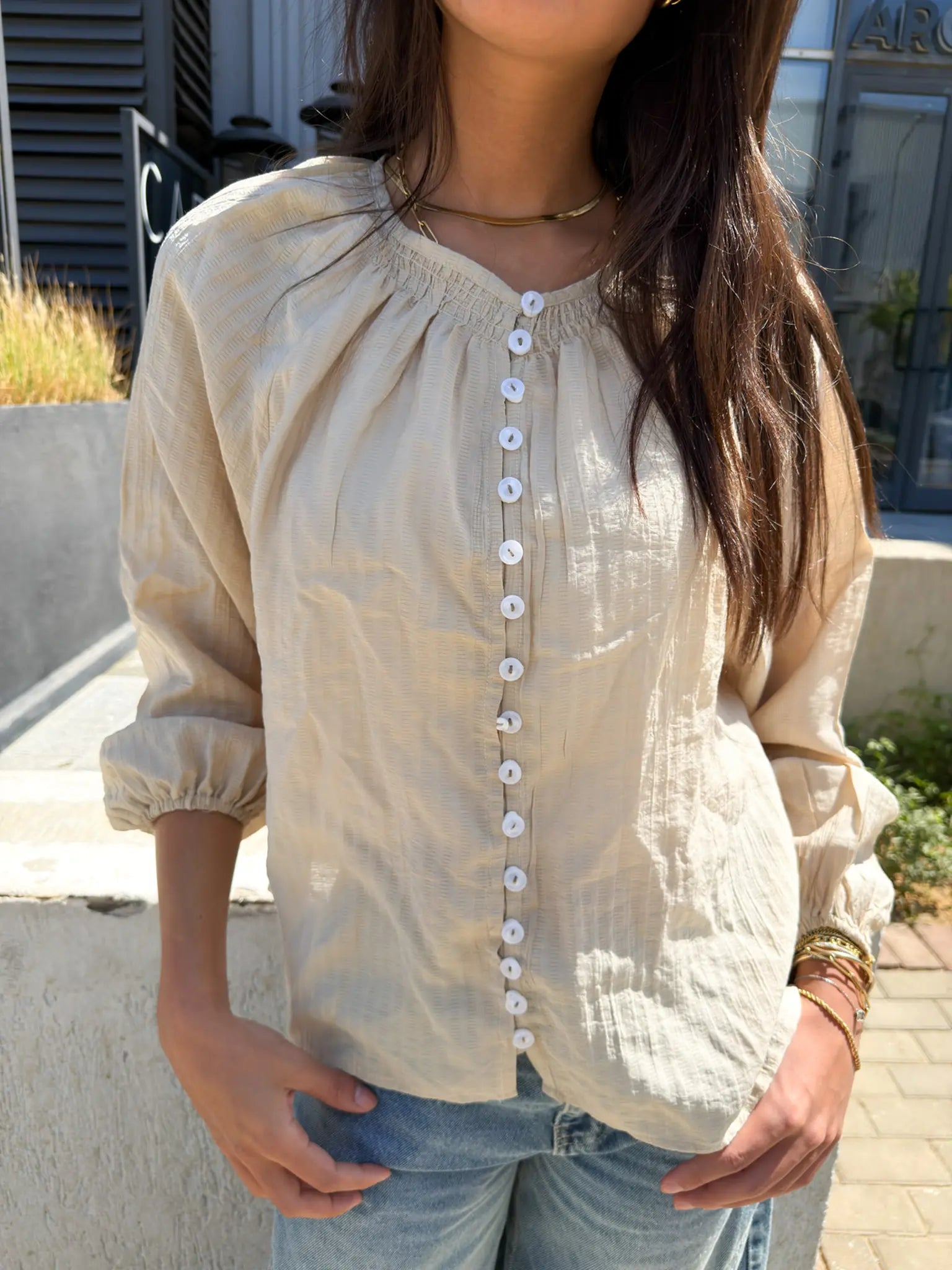The Boho Oversized Shirt - Beige