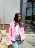 Poplin Pleated Shirt -Pink