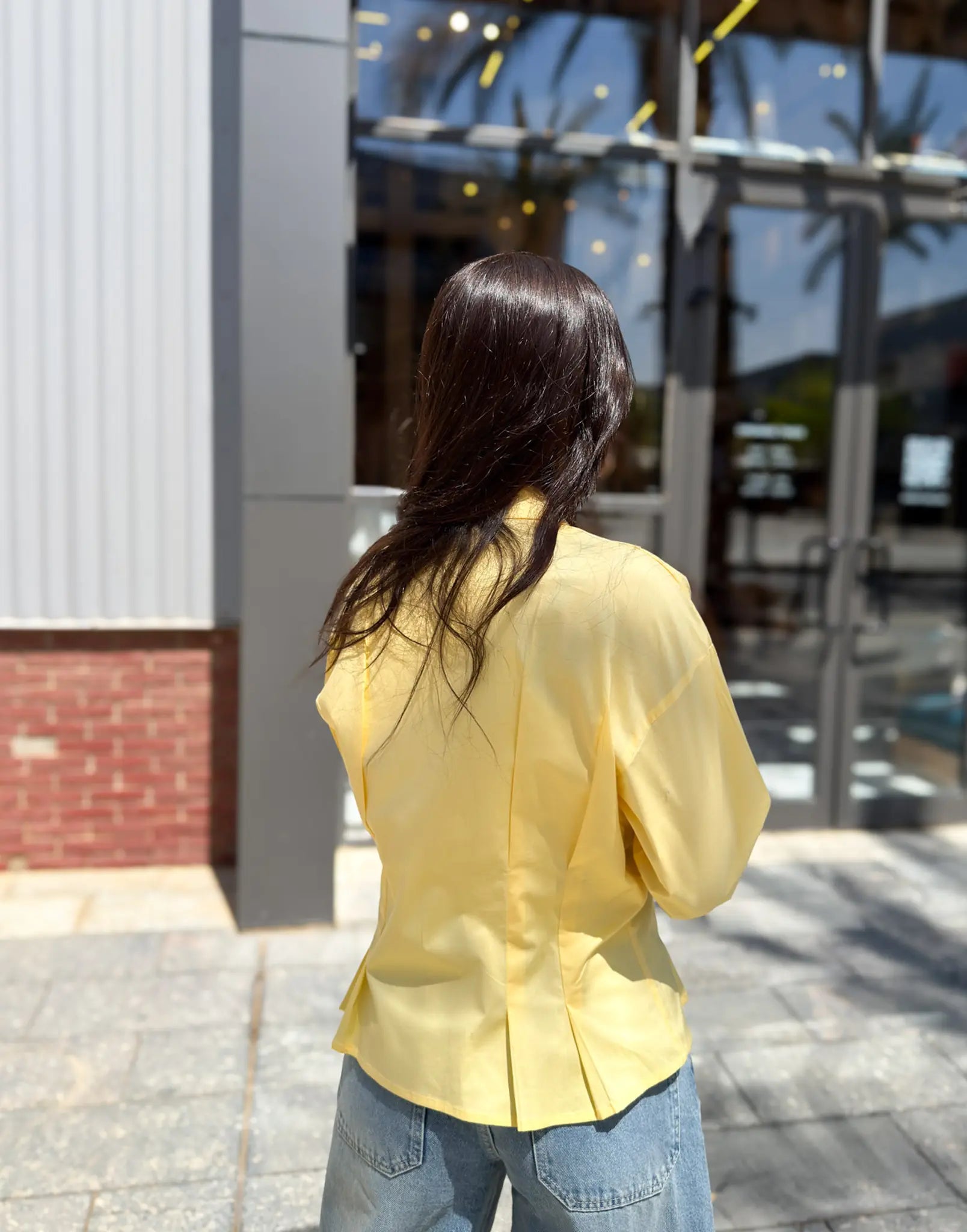 Poplin Pleated Shirt -Yellow