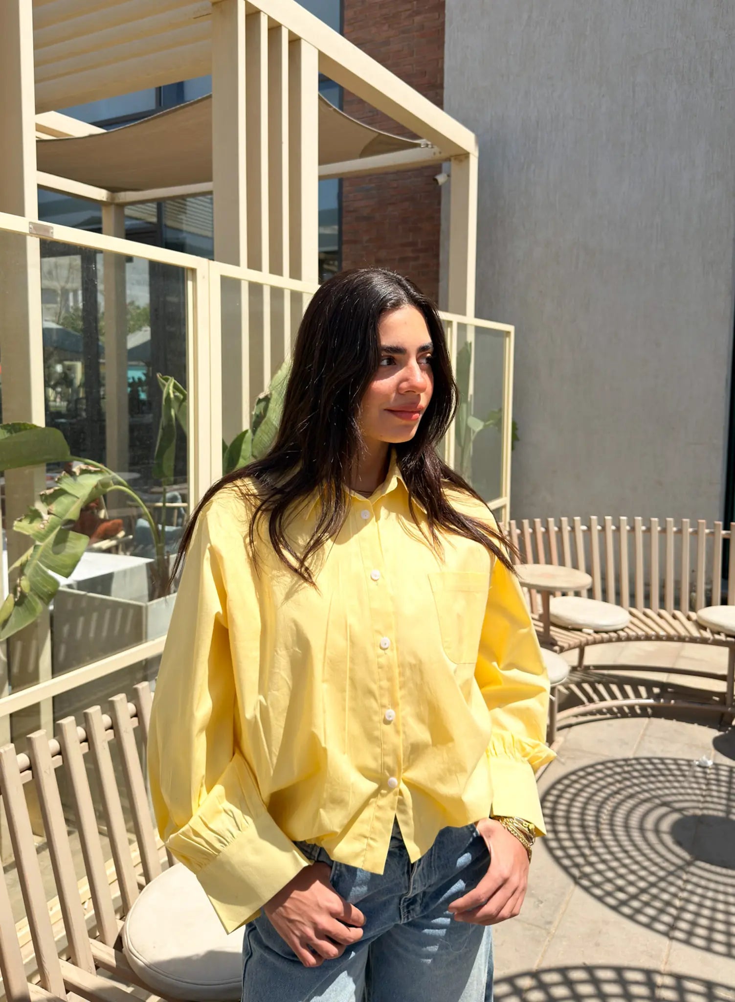 Oversized Poplin Shirt -Yellow