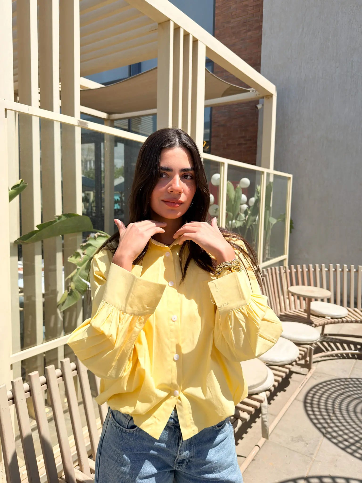 Oversized Poplin Shirt -Yellow