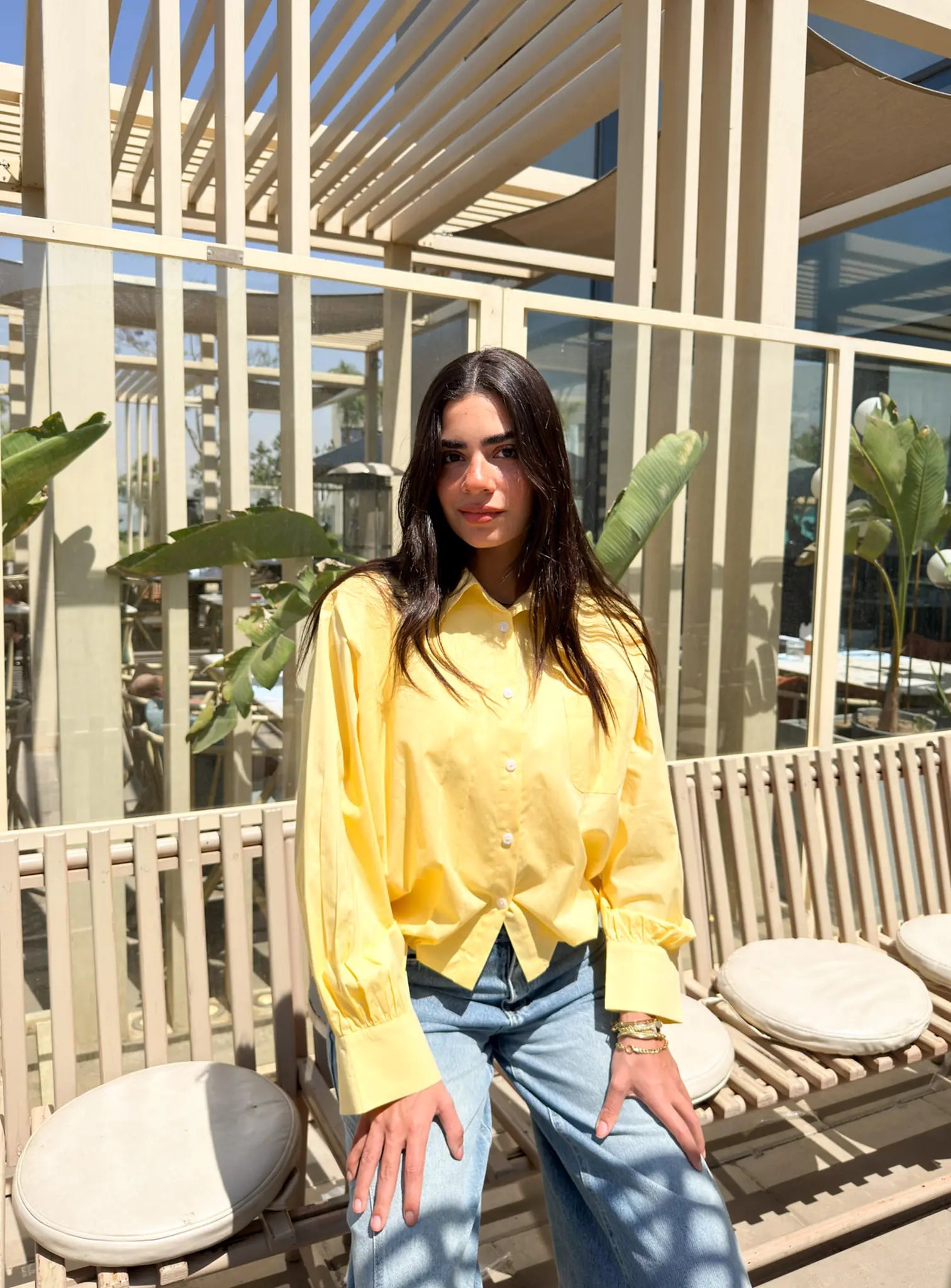 Oversized Poplin Shirt -Yellow
