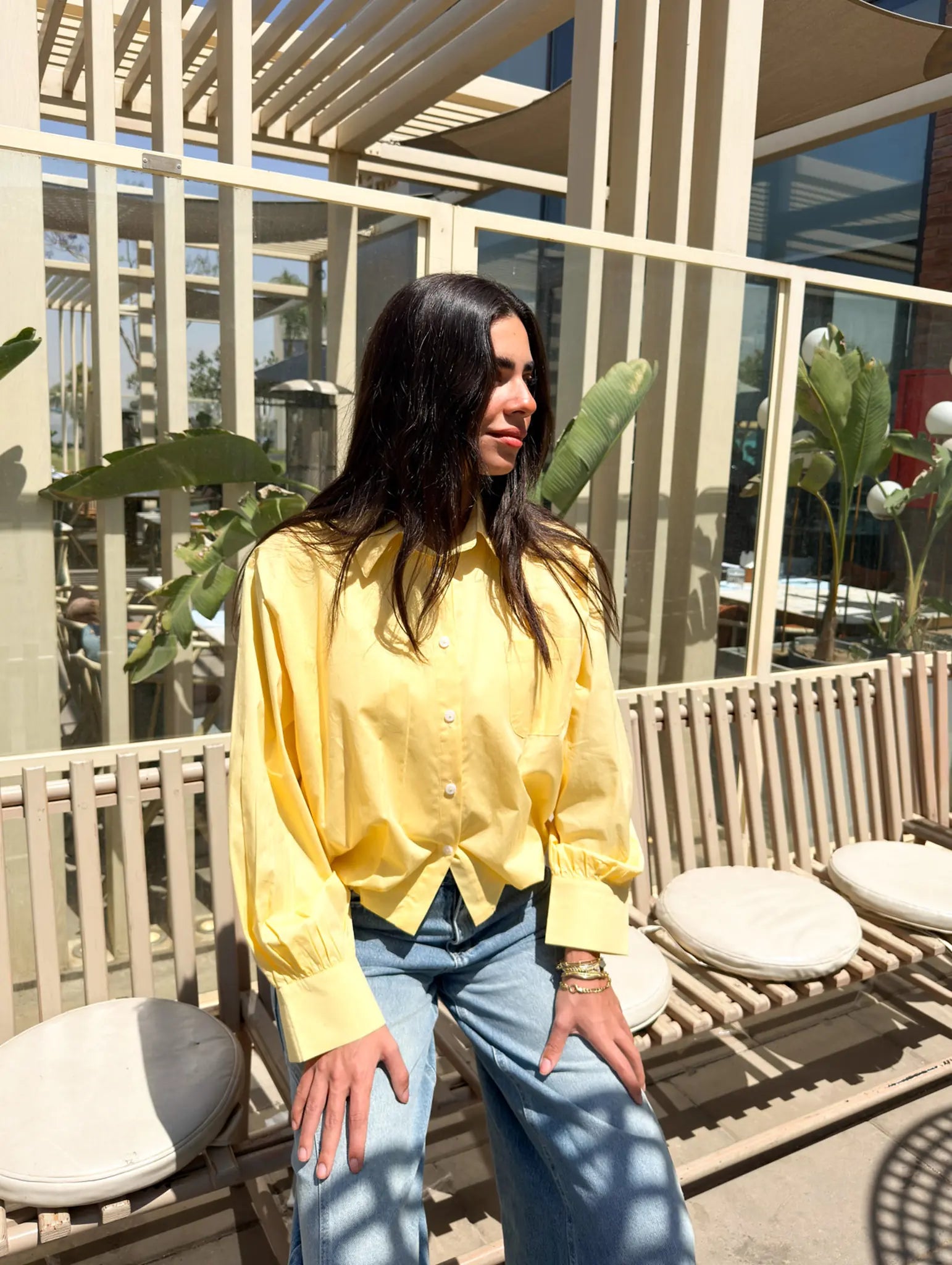 Oversized Poplin Shirt -Yellow