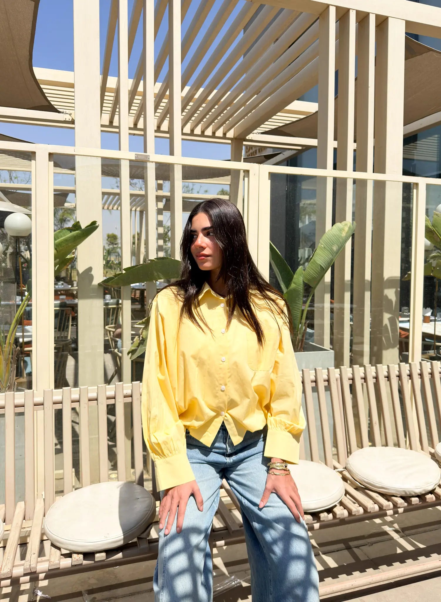 Oversized Poplin Shirt -Yellow