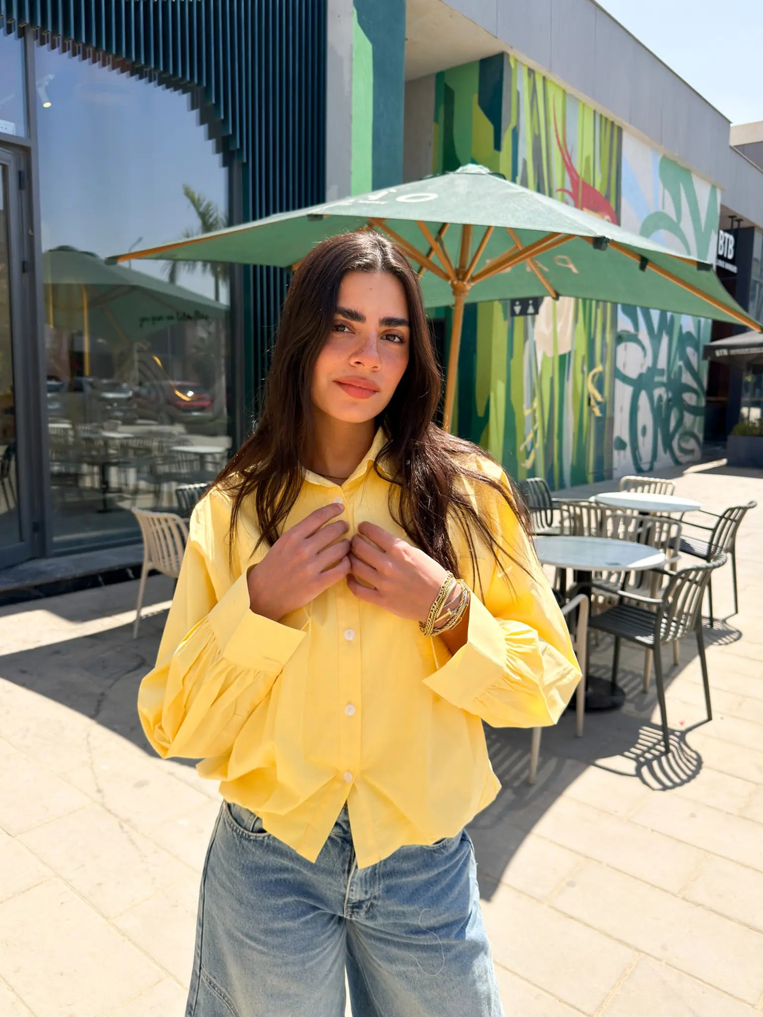 Oversized Poplin Shirt -Yellow