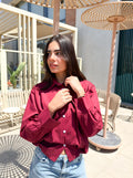 Oversized Poplin Shirt - Red