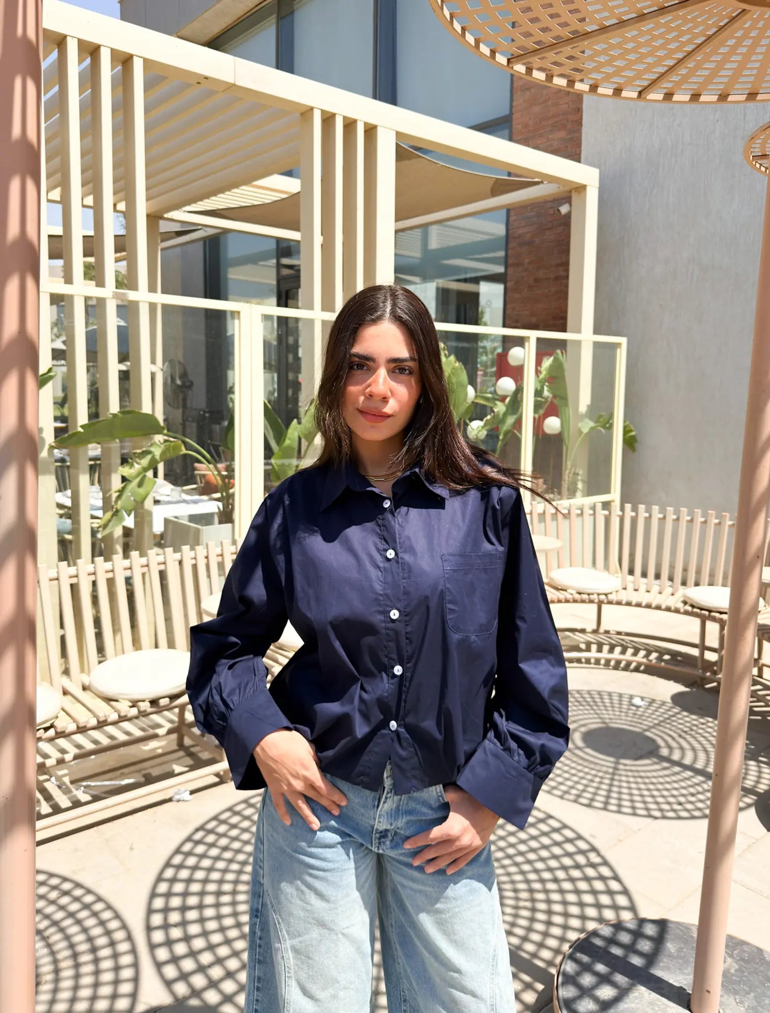 Oversized Poplin Shirt - Navy