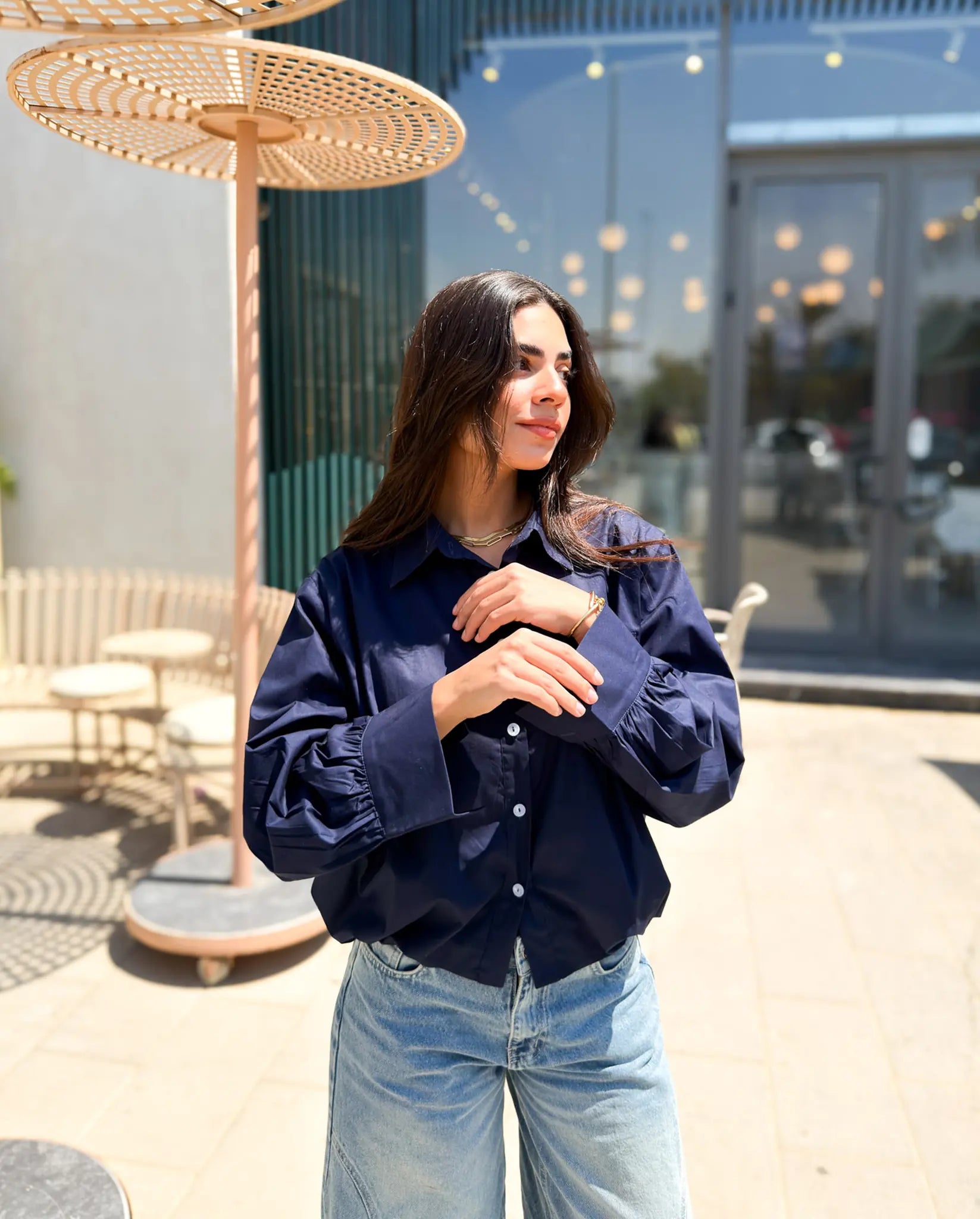 Oversized Poplin Shirt - Navy
